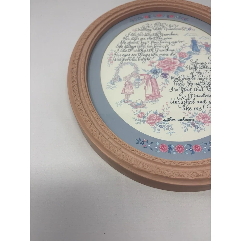 Vintage Homco Walking With Grandma Poem Picture Framed Wall Hanging 13